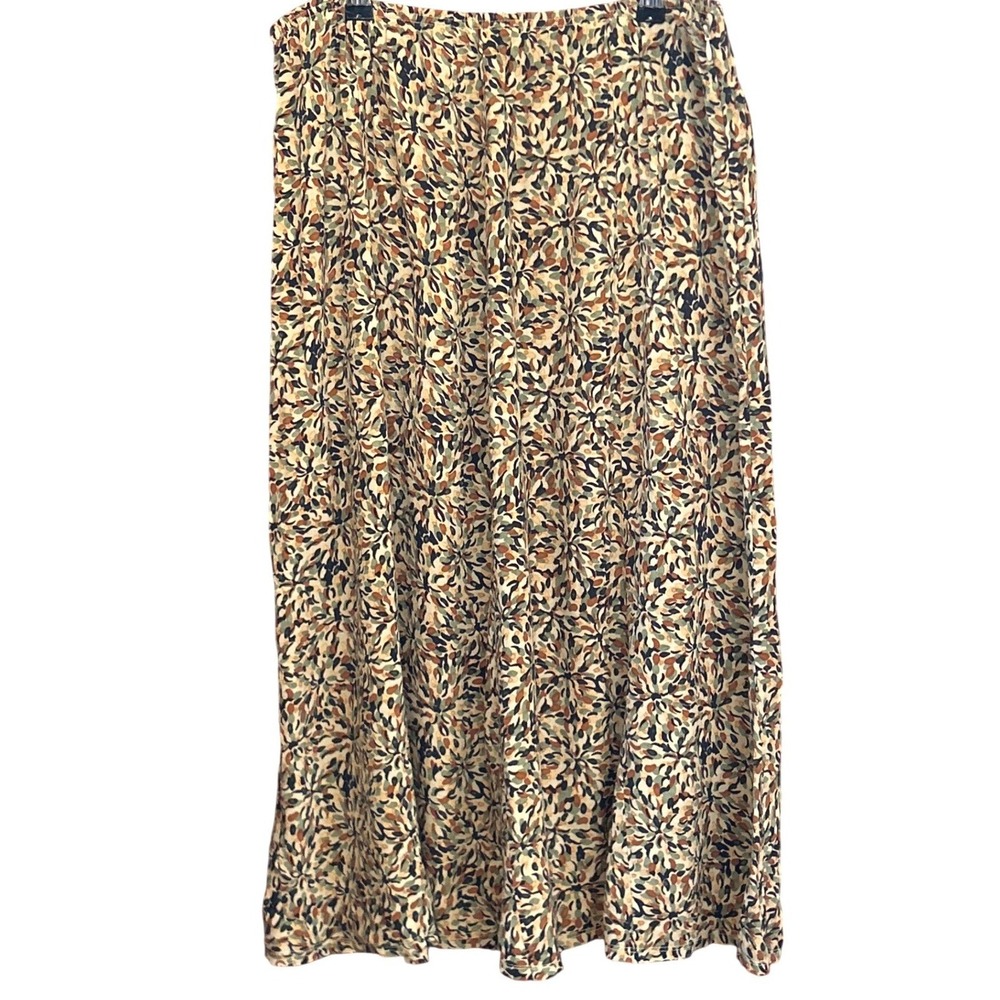 Vintage 90s Bechamel Earth Tone Boho Floral Maxi Skirt Sz 16 Rayon Flowy